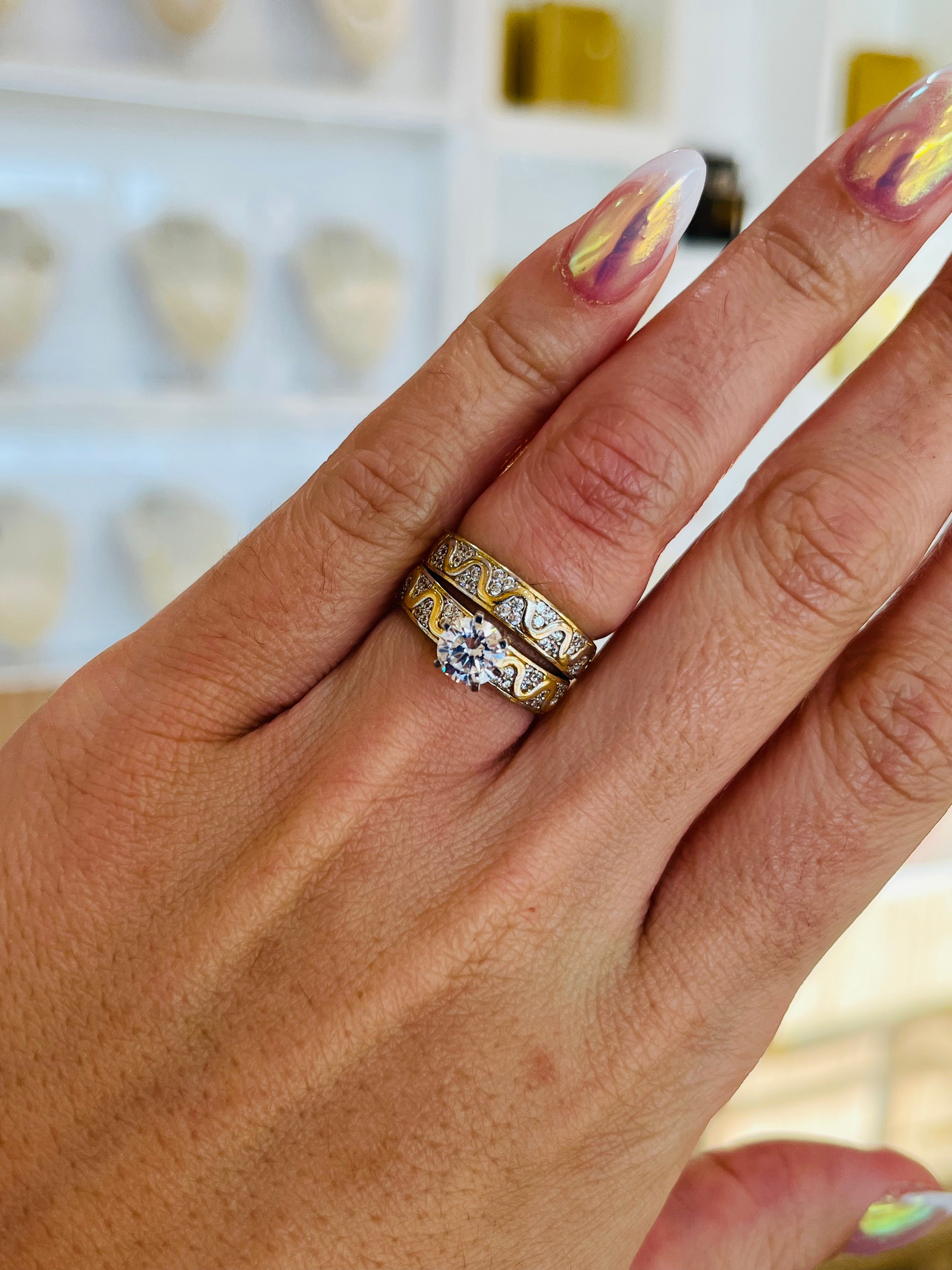 Dúo de Anillos de Dama Oro 14k y Anillo de Hombre 10k