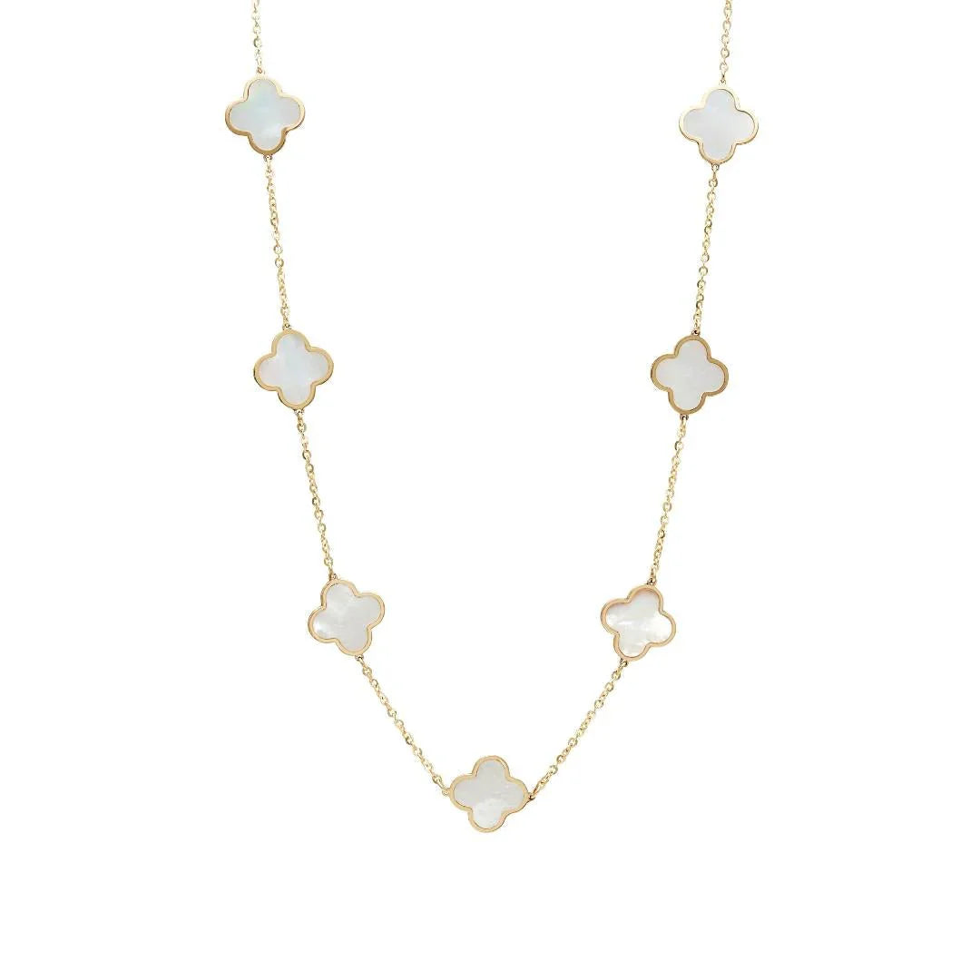 WOMEN'S CHAIN - GARGANTILLA DE TREBOL BLANCO 10K