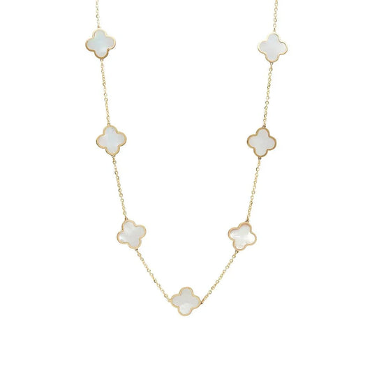 WOMEN'S CHAIN - GARGANTILLA DE TREBOL BLANCO 10K