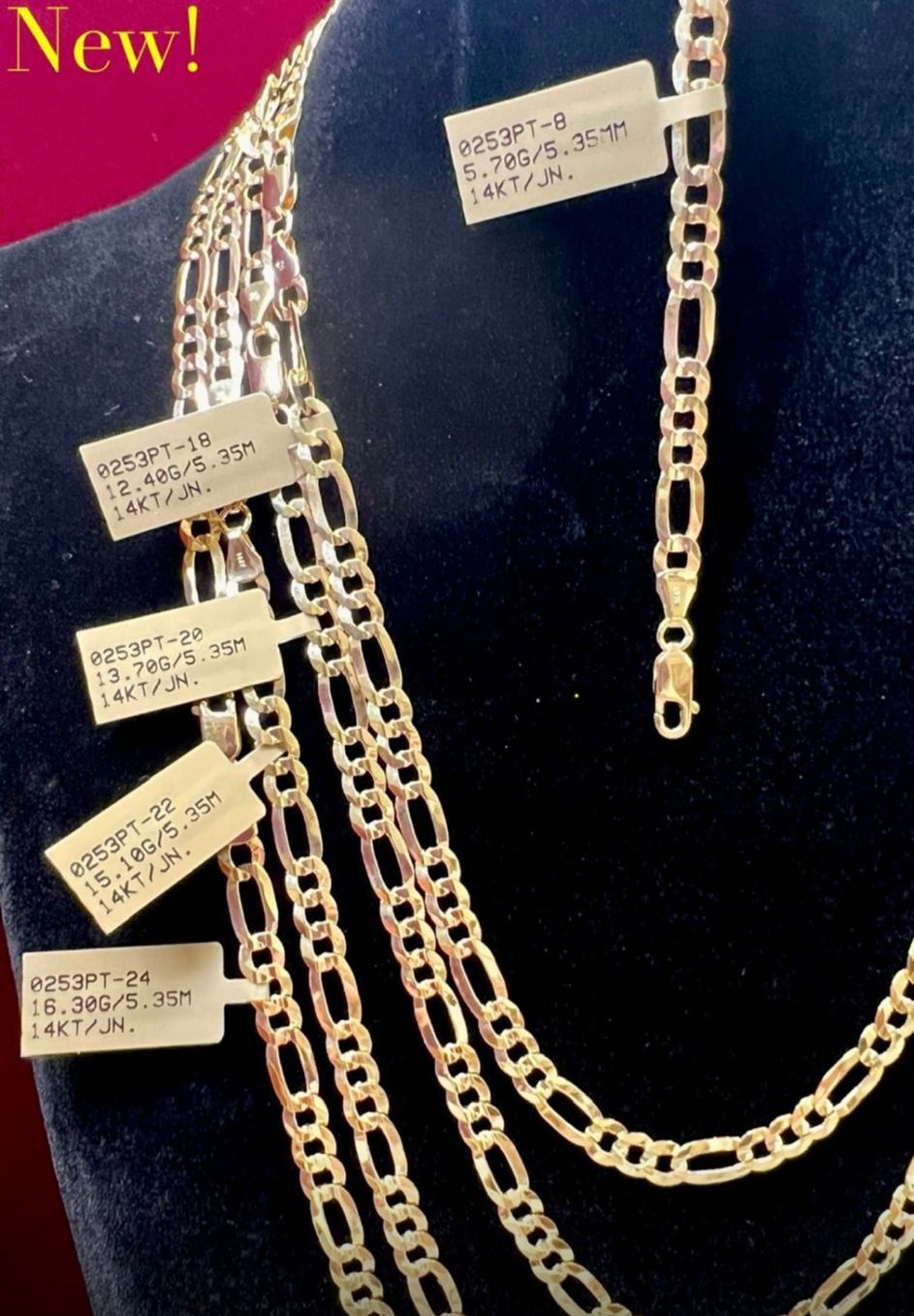 Cadena fígaro oro 14k