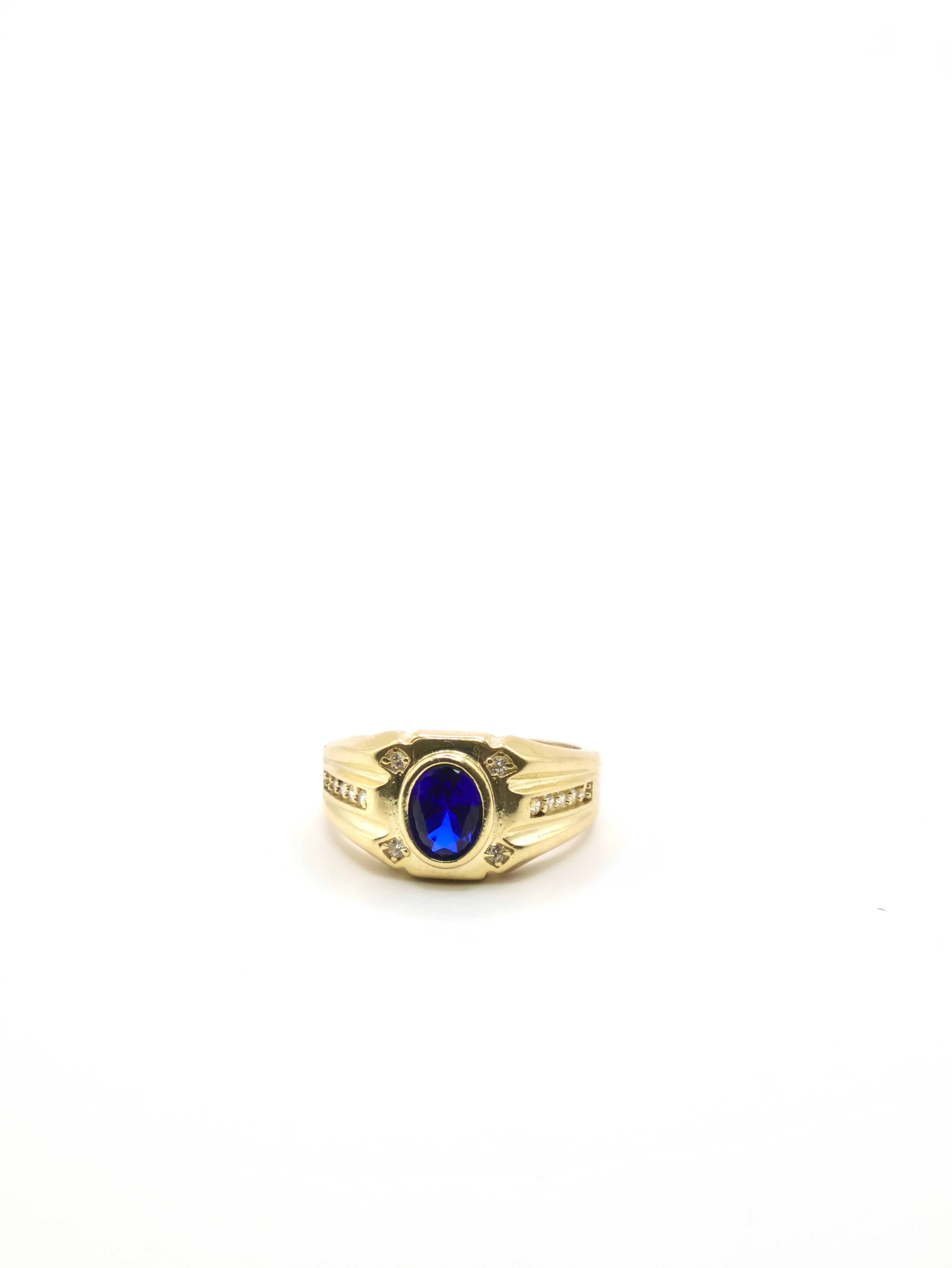 Anillo Pierda Azul Oscuro - 10K